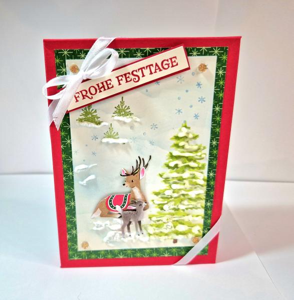 Weihnachtliche Verpackung - Leer - Moosgrün/Glutrot